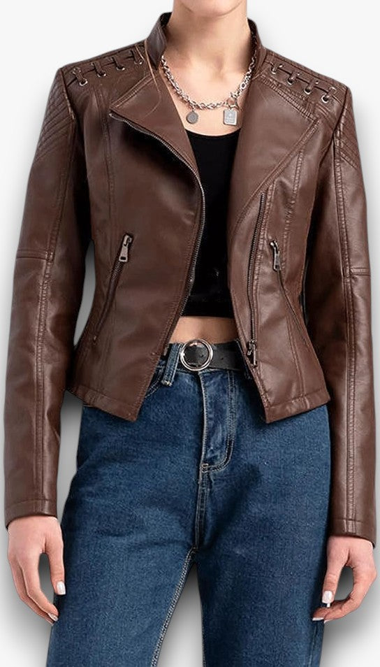 Dianthe - Chic Leren Jasje voor Dames
