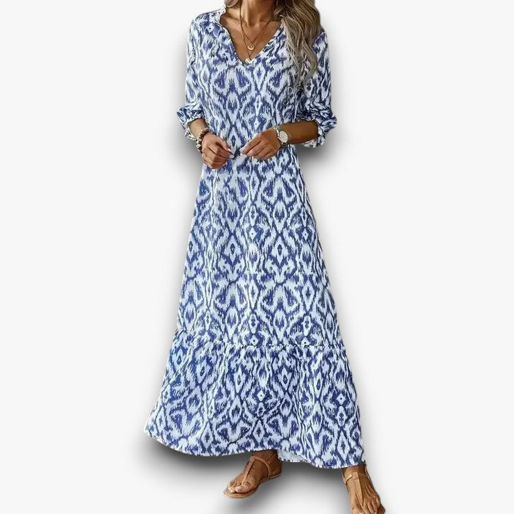 Nadiya - Zomer Maxi-jurk met V-hals voor Dames