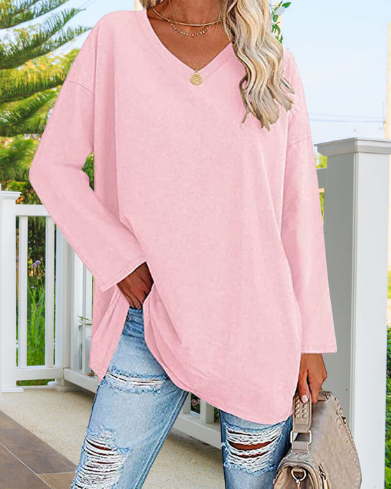 Selvina - Elegante V-hals Blouse met Lange Mouwen voor Dames