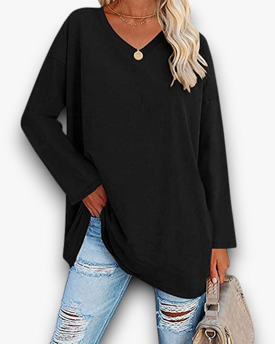 Selvina - Elegante V-hals Blouse met Lange Mouwen voor Dames
