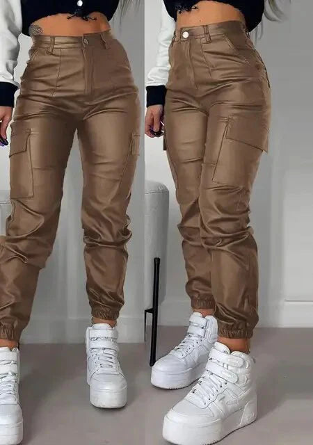 Freysia - Leren Cargo Broek voor Dames