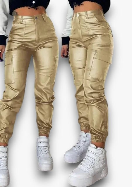 Freysia - Leren Cargo Broek voor Dames