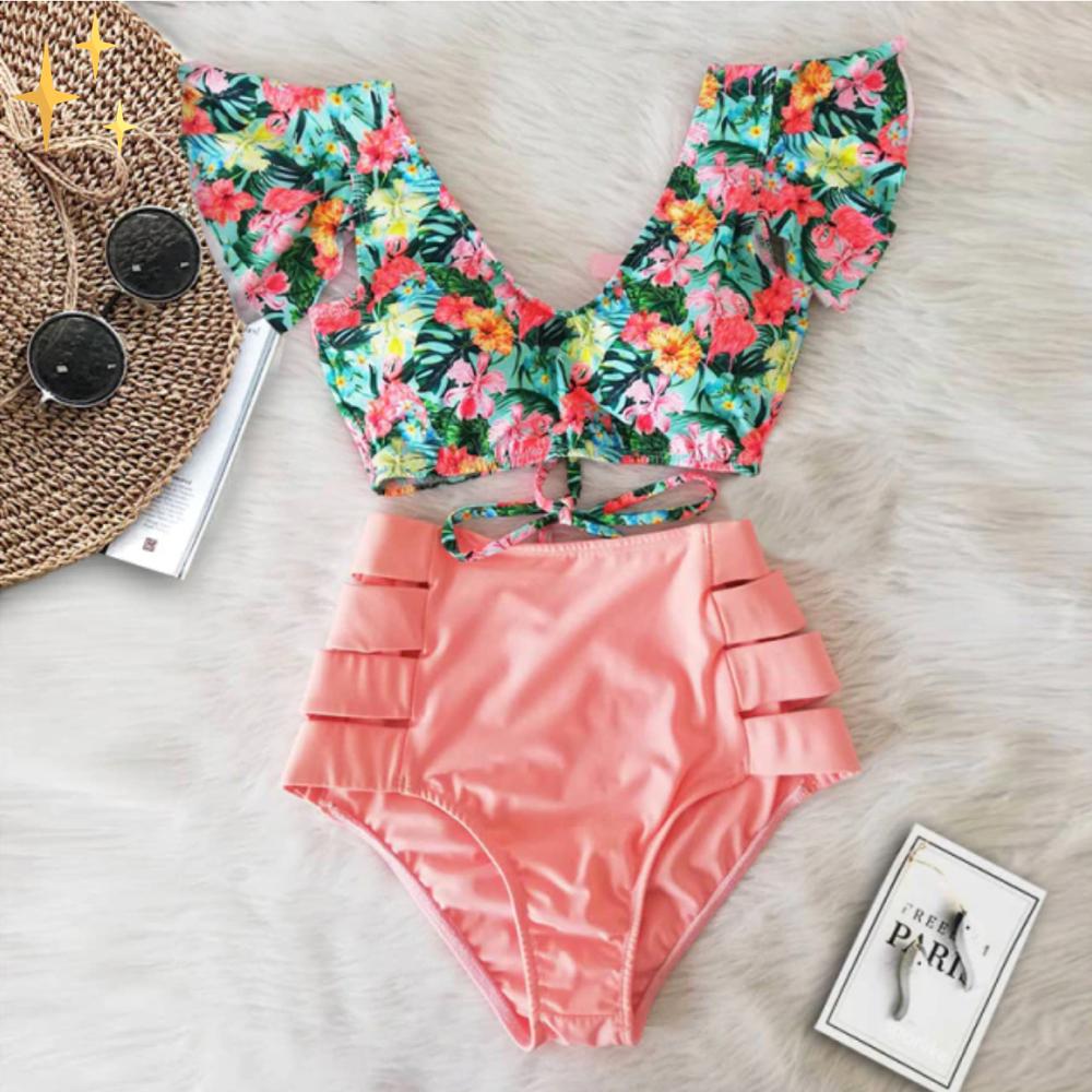 Flora - Bikiniset met Bloemetjes en Ruches voor Dames