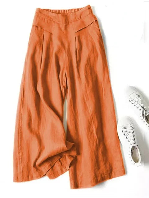 Dafina - Linnen Broek met Wijde Pijpen voor Dames