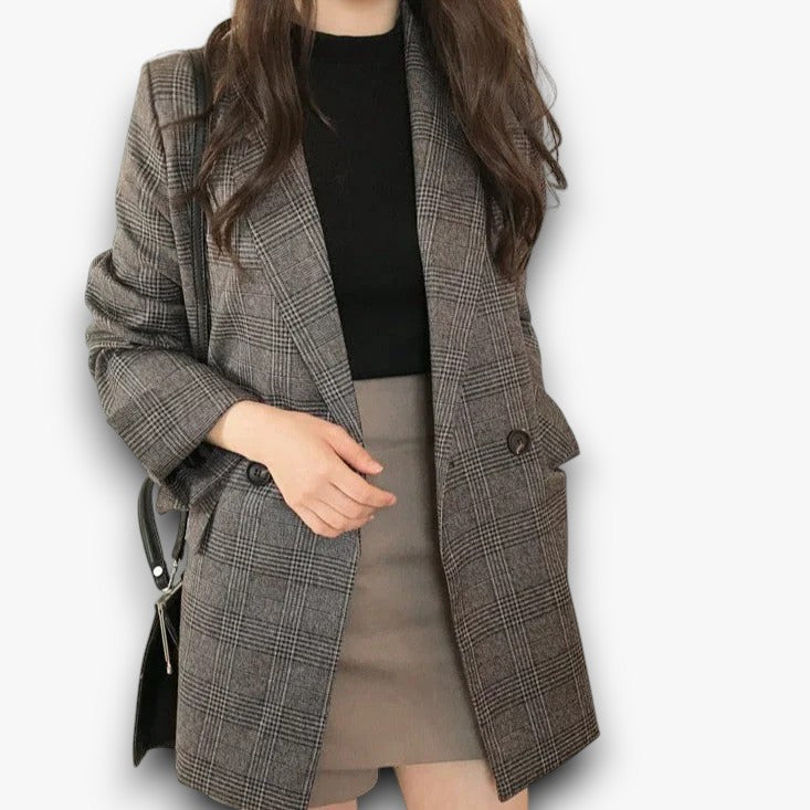 Amani - Chique Blazer met Ruitpatroon voor Dames
