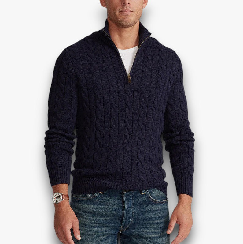 Wysteria - Wol Sweater met Halve Rits voor Heren