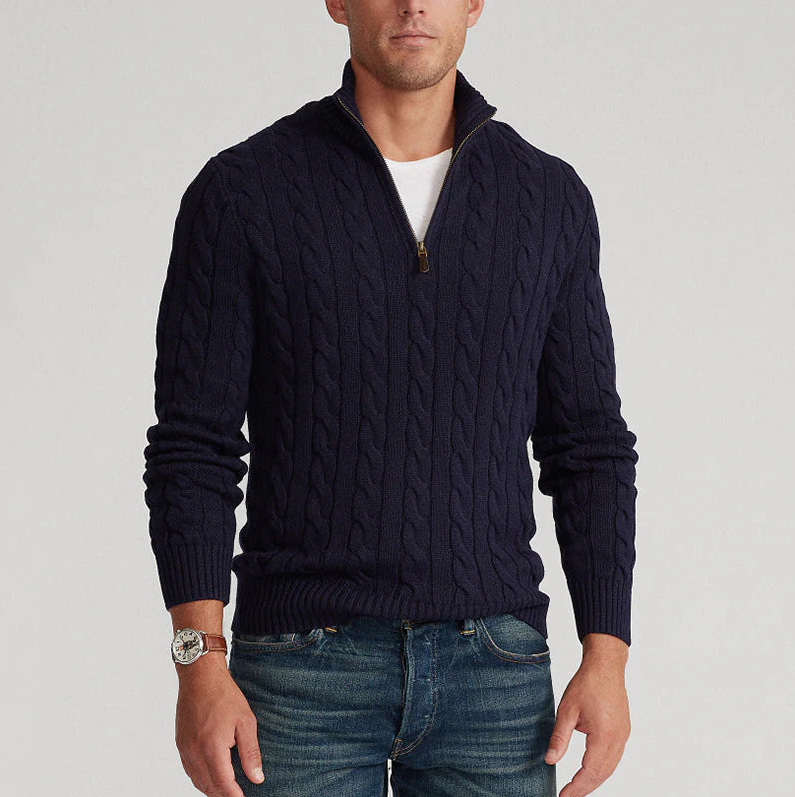 Wysteria - Wol Sweater met Halve Rits voor Heren