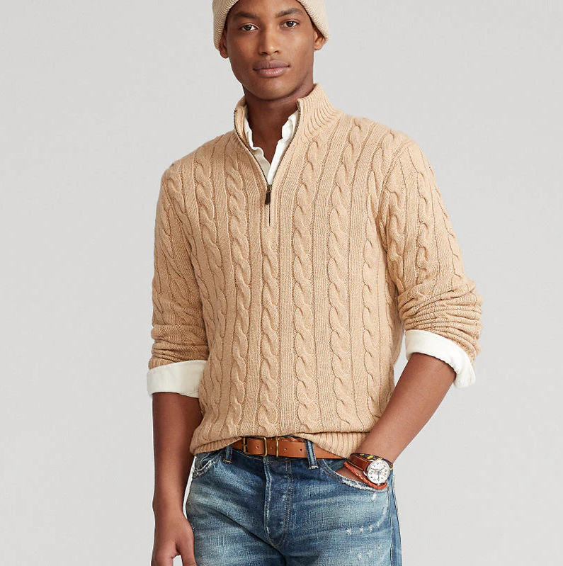 Wysteria - Wol Sweater met Halve Rits voor Heren
