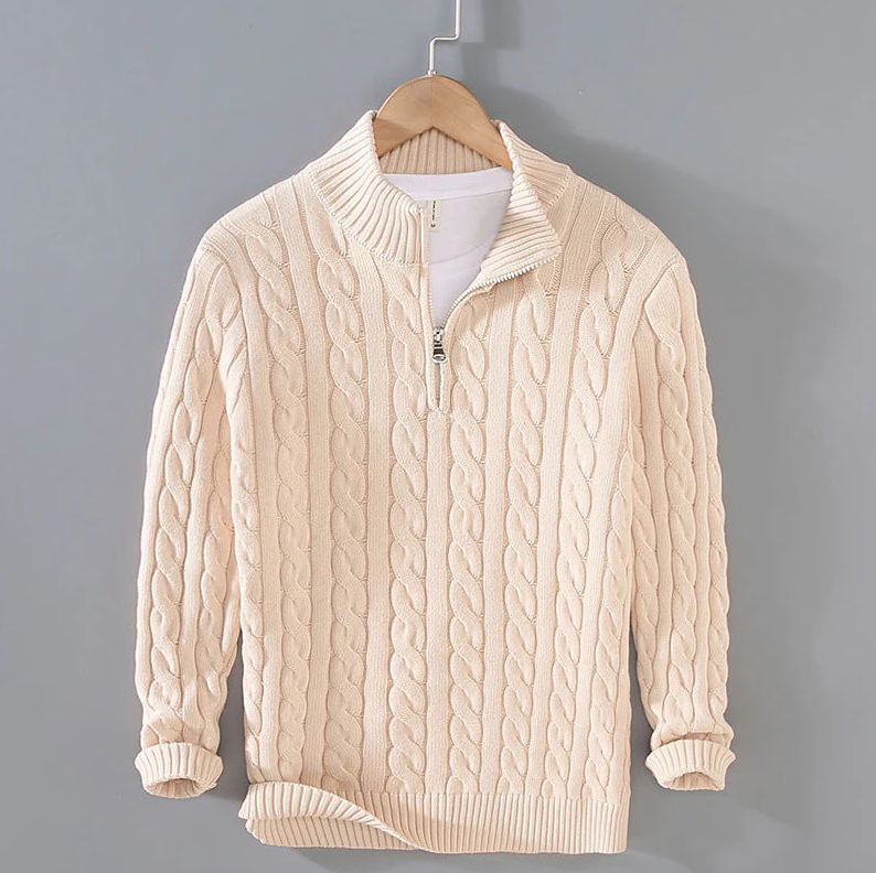 Wysteria - Wol Sweater met Halve Rits voor Heren