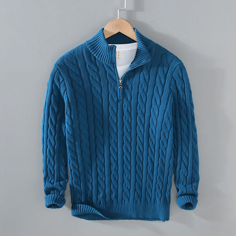 Wysteria - Wol Sweater met Halve Rits voor Heren