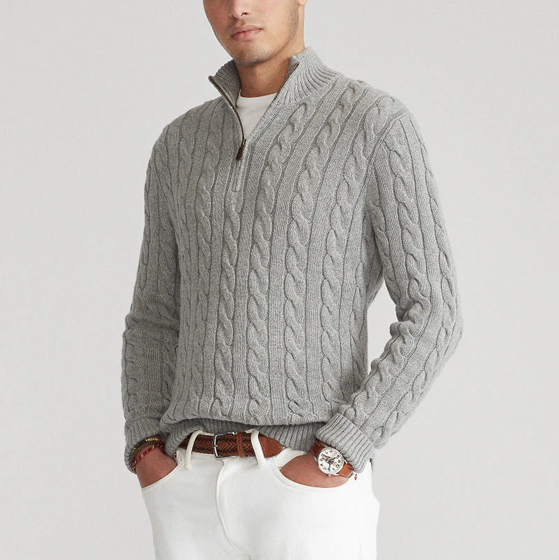 Wysteria - Wol Sweater met Halve Rits voor Heren