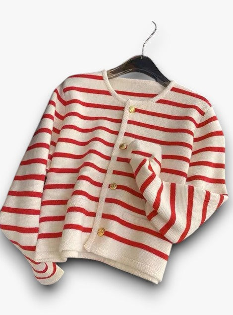 Vynette - Gestreepte Vest met O-hals voor Dames