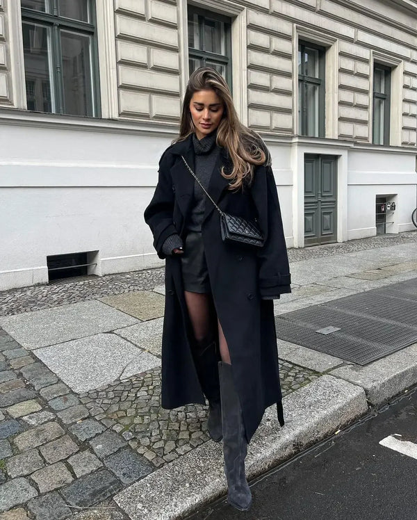 Eloria - Tijdloze Lange Trenchcoat voor Dames