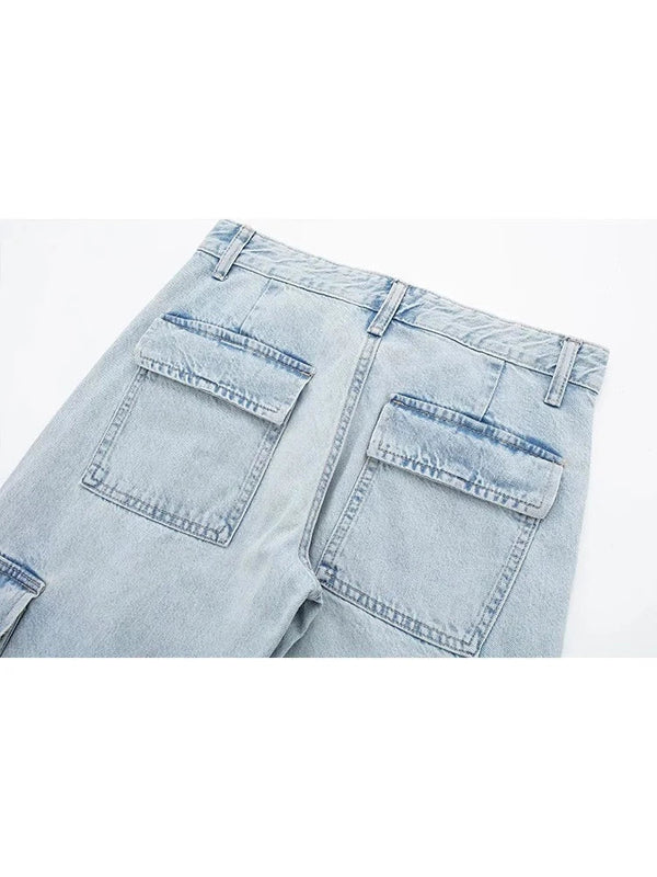 Ostara - Cargo Jeans met Wijde Pijpen en Vetersluiting voor Dames