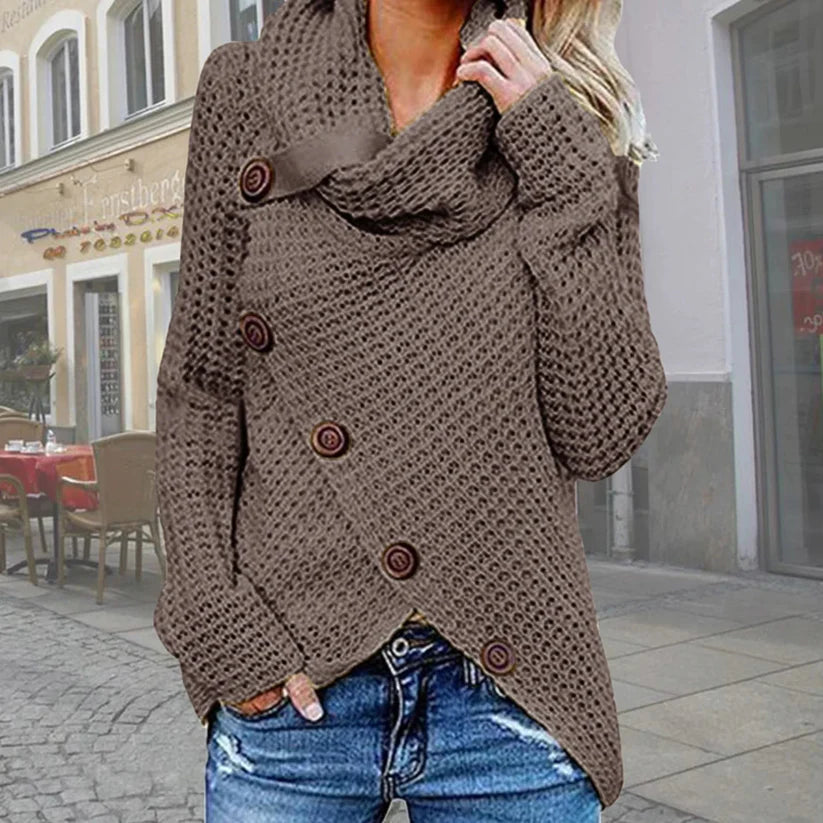 Soline - Asymmetrische Coltrui met Stijlvolle Details voor Dames
