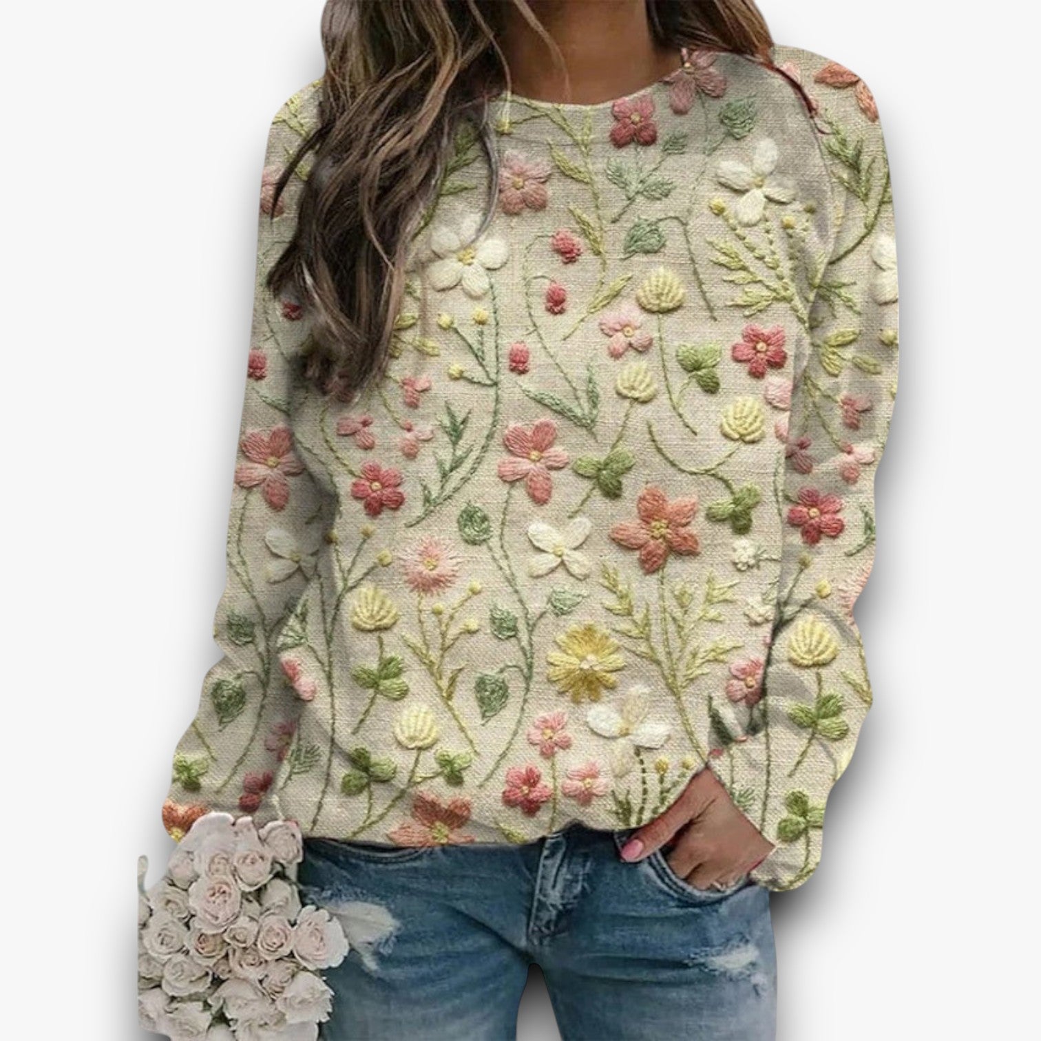 Corenelle - Sweater met Bloemen voor Dames