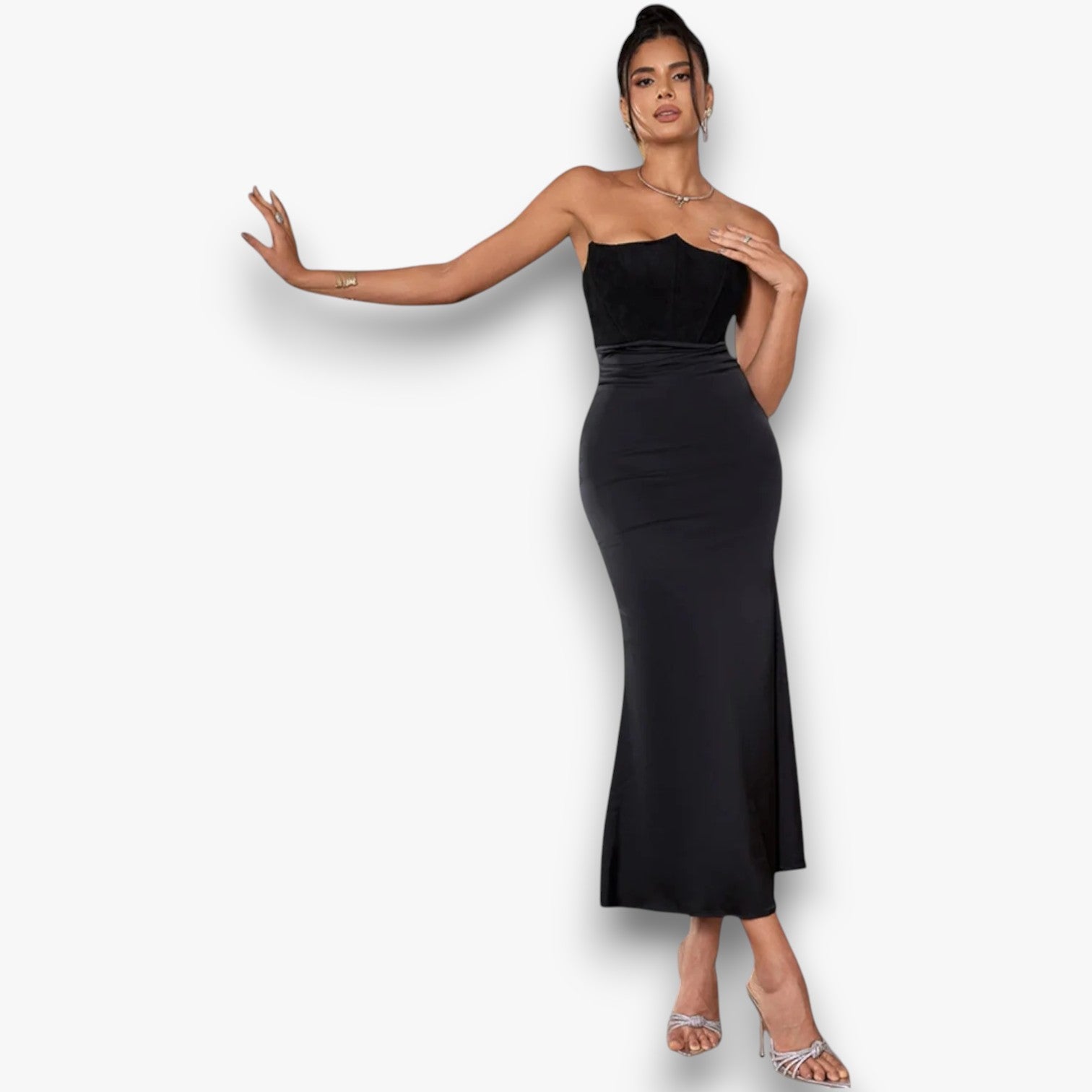 Sofie - Strapless corset velvet maxi jurk voor dames